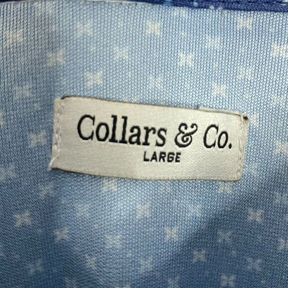 Collars & Co Polo Shirt Mens L Blue Los Cabos Star Golf Preppy Dress Collar NEW - Picture 3 of 8